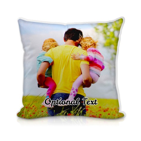 (25cm Square) - White Polycotton Fabric with Removable Cover (Zip) (Personalised with Text)