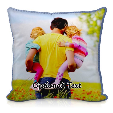 (40cm Square) - Gothic Blue Luxury Cotton Fabric with Removable Cover (Zip) (Personalised with Text)