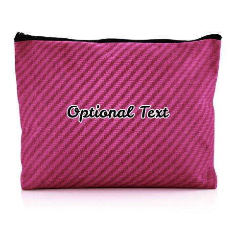 - Large - Carbon Fibre Design Hot Pink (Fuchsia) Water Resistant Polyester Rip-Stop Fabric (Personalised with Text)