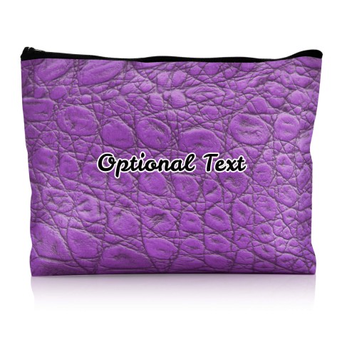 - Large - Crocodile Leather Design Purple Water Resistant Polyester Rip-Stop Fabric (Personalised with Text)