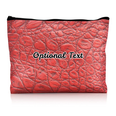- Large - Crocodile Leather Design Red Water Resistant Polyester Rip-Stop Fabric (Personalised with Text)