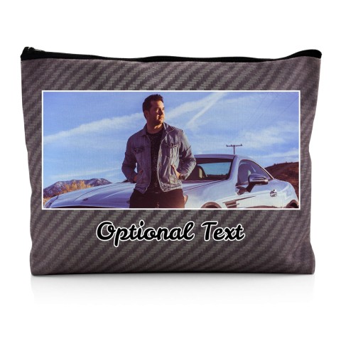 - Large - Carbon Fibre Design Grey Water Resistant Polyester Rip-Stop Fabric (Personalised with Text)