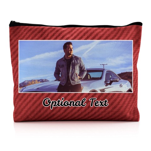 - Large - Carbon Fibre Design Red Water Resistant Polyester Rip-Stop Fabric (Personalised with Text)