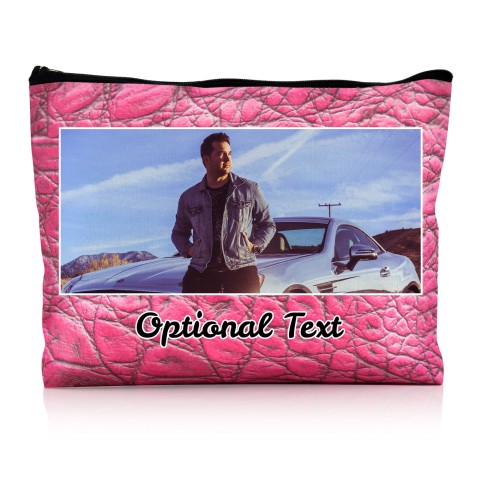 - Large - Crocodile Leather Design Hot Pink (Fuchsia) Water Resistant Polyester Rip-Stop Fabric (Personalised with Text)