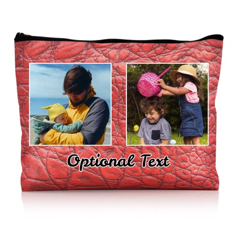 - Large - Crocodile Leather Design Red Water Resistant Polyester Rip-Stop Fabric (Personalised with Text)