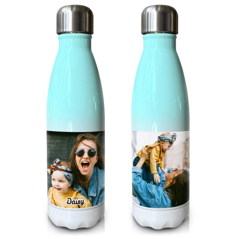 - Double Walled (Mint Green Gradient 500ml) with 2 Photos Printed Front & Back (Personalised with Text)