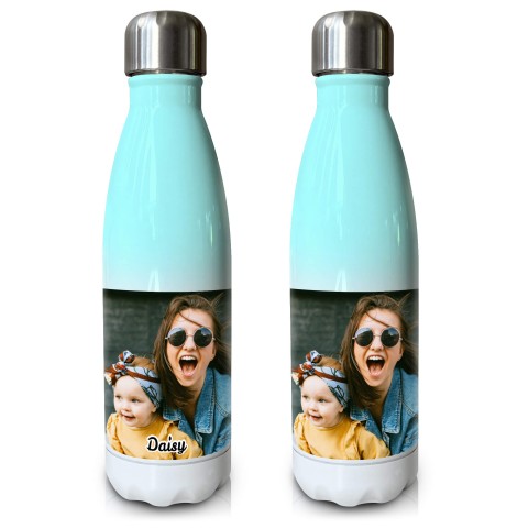 - Double Walled (Mint Green Gradient 500ml) with 1 Photo Printed Front & Back (Personalised with Text)