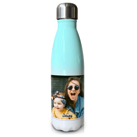 - Double Walled (Mint Green Gradient 500ml) with 1 Wrapped Around Image (Personalised with Text)