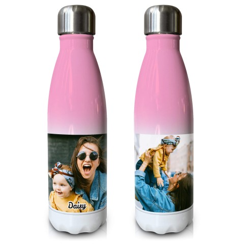 - Double Walled (Pink Gradient 500ml) with 2 Photos Printed Front & Back (Personalised with Text)