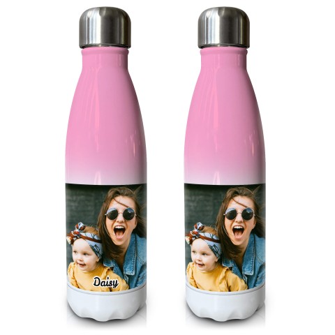 - Double Walled (Pink Gradient 500ml) with 1 Photo Printed Front & Back (Personalised with Text)