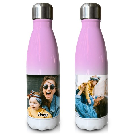 - Double Walled (Purple Gradient 500ml) with 2 Photos Printed Front & Back (Personalised with Text)