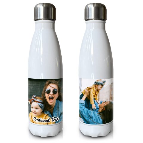 - Single Walled (White 500ml) with 2 Photos Printed Front & Back (Optional Personalised Gift Text)