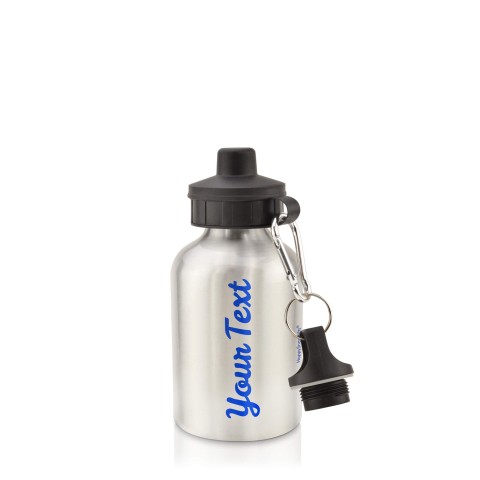 in Silver (400ml) with Screw Cap Royal Blue (Personalised with Text)