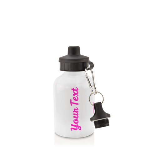 in White (400ml) with Screw Cap Hot Pink (Fuchsia) (Personalised with Text)