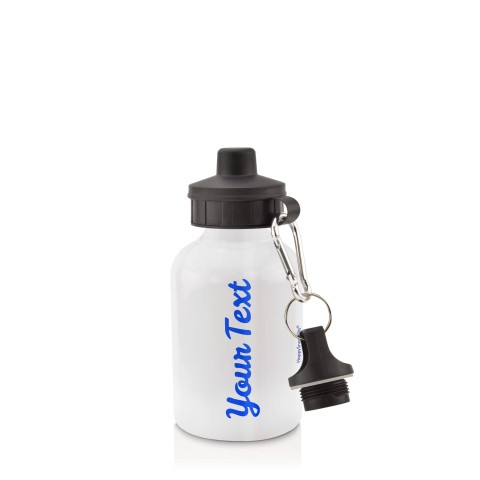 in White (400ml) with Screw Cap Royal Blue (Personalised with Text)