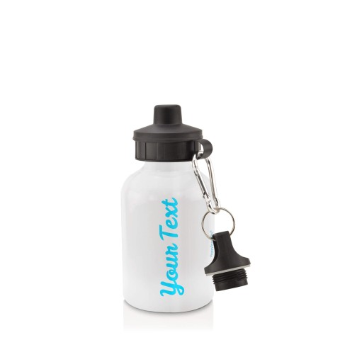in White (400ml) with Screw Cap Sky Blue (Personalised with Text)