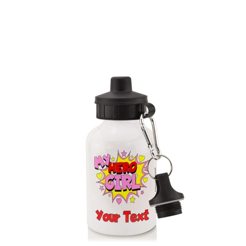 in White (400ml) with Screw Cap (Girl) (Personalised with Text)