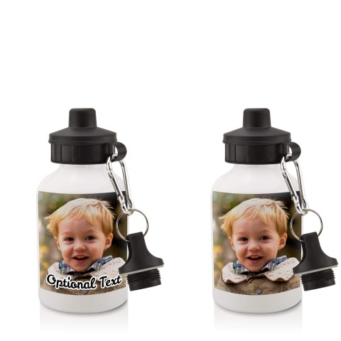 in White (400ml) with Screw Cap with 1 Photo Printed Front & Back (Personalised with Text)