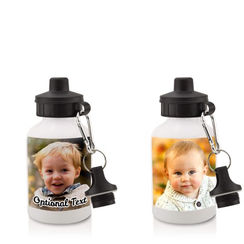 in White (400ml) with Screw Cap with 2 Photos Printed Front & Back (Personalised with Text)