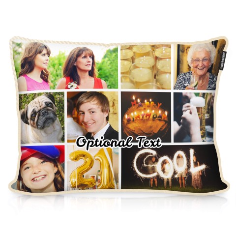 (57cm x 40cm) - Natural Cotton Fabric with Removable Cover (Zip) (Personalised with Text)