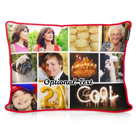 (57cm x 40cm) - Red Cotton Fabric with Removable Cover (Zip) (Personalised with Text)