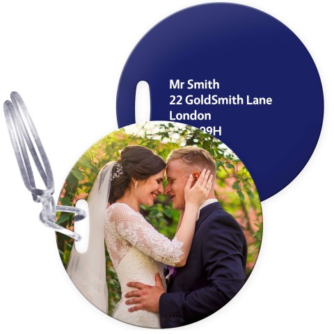 (10cm Circle) Navy Blue with Clear Loop (Personalised with Text)