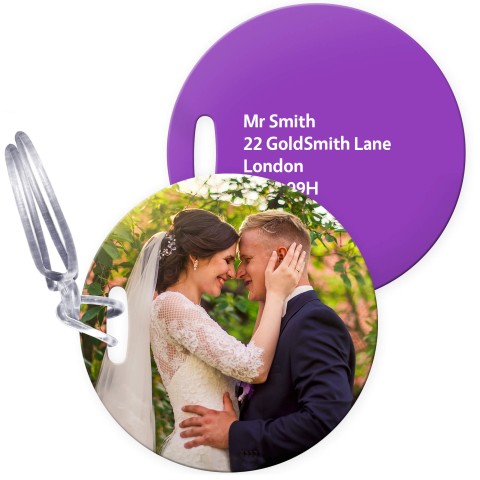 (10cm Circle) Purple with Clear Loop (Personalised with Text)