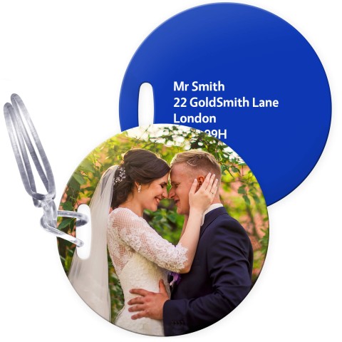 (10cm Circle) Royal Blue with Clear Loop (Personalised with Text)
