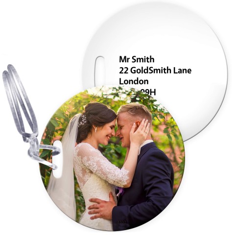 (10cm Circle) White with Clear Loop (Personalised with Text)