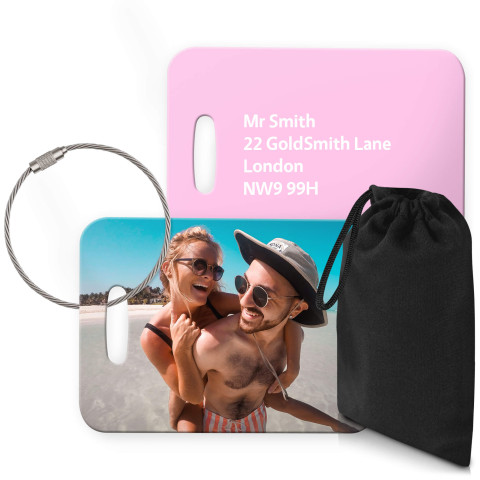 (10cm x 7cm) Baby Pink with Metal Loop (Personalised with Text) with Small Black Storage Pouch