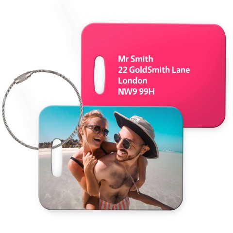 (10cm x 7cm) Hot Pink (Fuchsia) with Metal Loop (Personalised with Text)