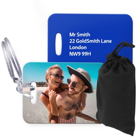 (10cm x 7cm) Royal Blue with Clear Loop (Personalised with Text) with Small Black Storage Pouch