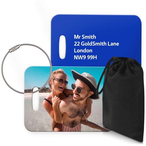 (10cm x 7cm) Royal Blue with Metal Loop (Personalised with Text) with Small Black Storage Pouch