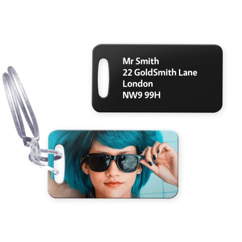 (9cm x 4.5cm) Black with Clear Loop (Personalised with Text)