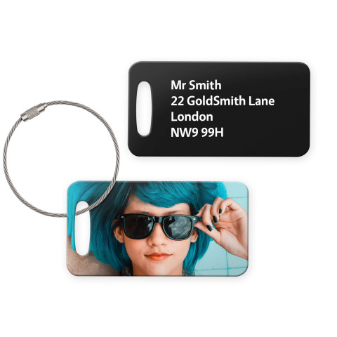 (9cm x 4.5cm) Black with Metal Loop (Personalised with Text)