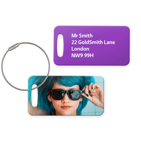 (9cm x 4.5cm) Purple with Metal Loop (Personalised with Text)