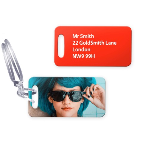 (9cm x 4.5cm) Red with Clear Loop (Personalised with Text)
