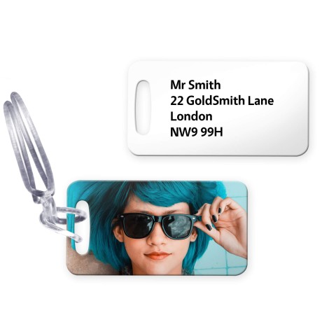 (9cm x 4.5cm) White with Clear Loop (Personalised with Text)