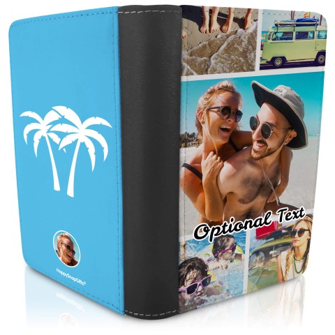 (UK Standard 21cm) (Palm Trees Icon) Sky Blue (Personalised with Text)