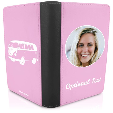 (UK Standard 21cm) (Camper Van Icon) Baby Pink (Personalised with Text)