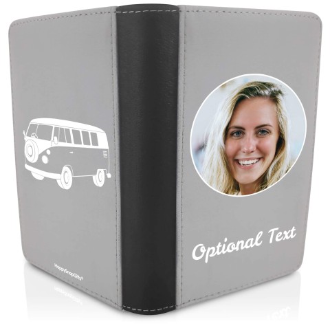 (UK Standard 21cm) (Camper Van Icon) Grey (Personalised with Text)