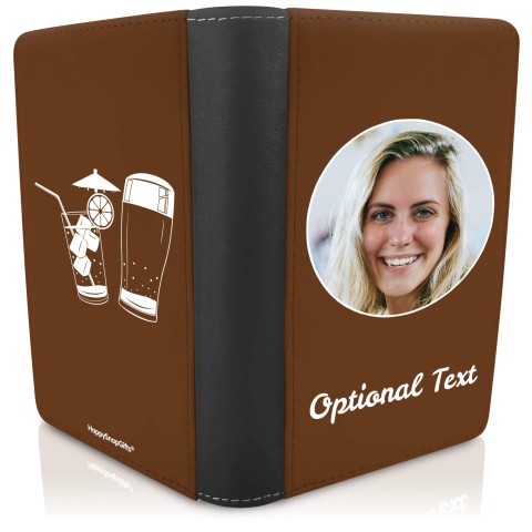 (UK Standard 21cm) (Drinks Icon) Brown (Personalised with Text)