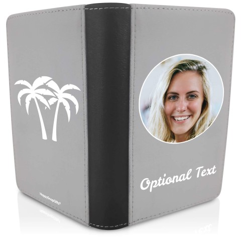 (UK Standard 21cm) (Palm Trees Icon) Grey (Personalised with Text)