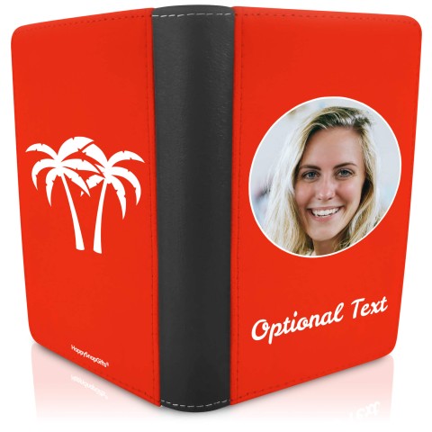 (UK Standard 21cm) (Palm Trees Icon) Red (Personalised with Text)