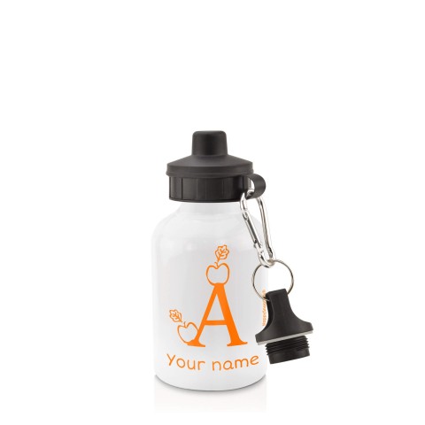 in White (400ml) with Screw Cap with Alphabet Theme Burnt Orange (Personalised with Text)