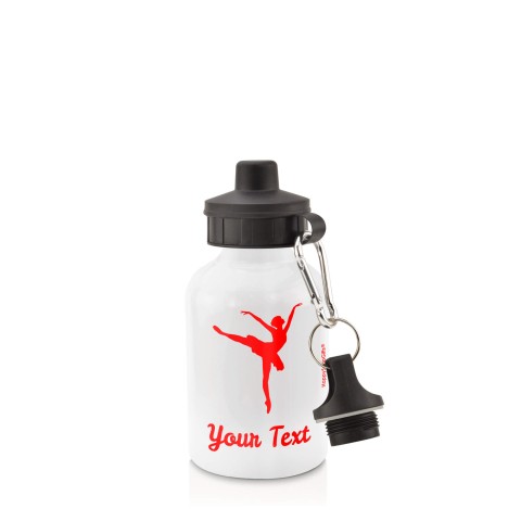 in White (400ml) with Screw Cap (Ballet Icon) Red (Personalised with Text)