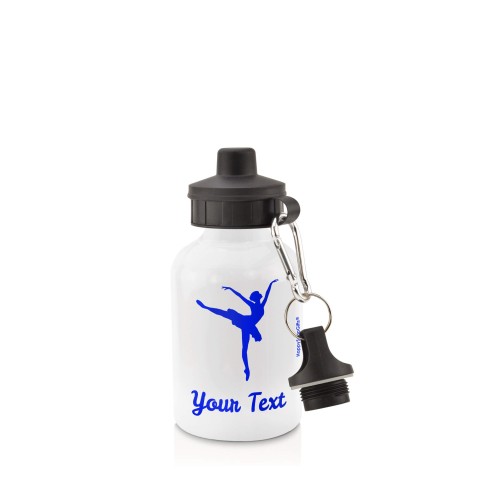 in White (400ml) with Screw Cap (Ballet Icon) Royal Blue (Personalised with Text)