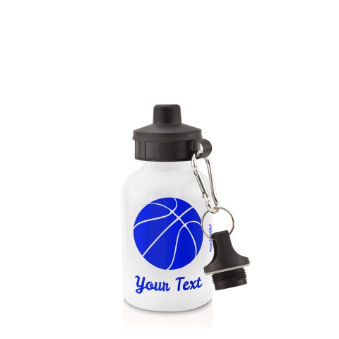 in White (400ml) with Screw Cap (Basketball Icon) Royal Blue (Personalised with Text)