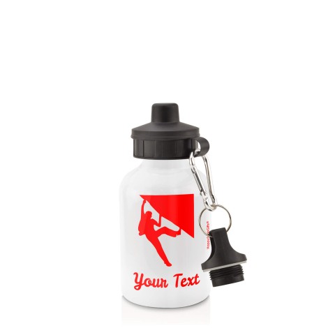 in White (400ml) with Screw Cap (Climbing Icon) Red (Personalised with Text)