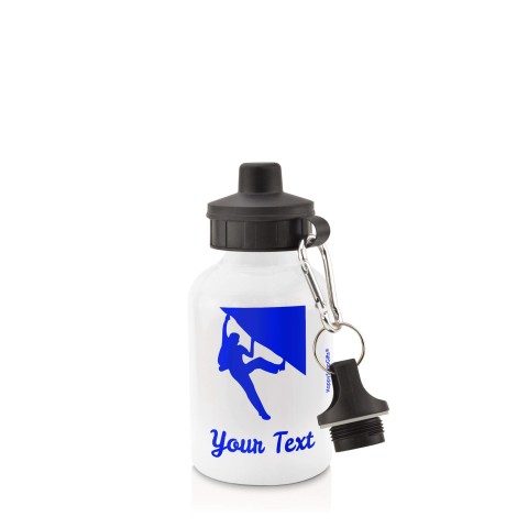 in White (400ml) with Screw Cap (Climbing Icon) Royal Blue (Personalised with Text)